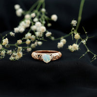 Genuine Ethiopian Rainbow Opal Vintage Inspired Engagement Ring with Diamond