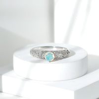 Genuine Ethiopian Rainbow Opal Vintage Inspired Engagement Ring with Diamond