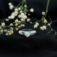 Genuine Ethiopian Rainbow Opal Vintage Inspired Engagement Ring with Diamond