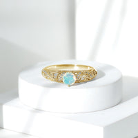 Genuine Ethiopian Rainbow Opal Vintage Inspired Engagement Ring with Diamond