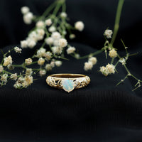 Genuine Ethiopian Rainbow Opal Vintage Inspired Engagement Ring with Diamond