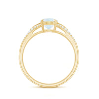 Oval cut moonstone solitaire engagement ring with diamond accents by Rosec Jewels, showcasing a 3/4 carat gemstone and elegant design.