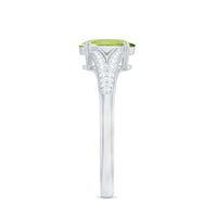 Natural 1 Carat Peridot Oval Engagement Ring with Diamond Split Shank
