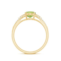 Natural 1 Carat Peridot Oval Engagement Ring with Diamond Split Shank