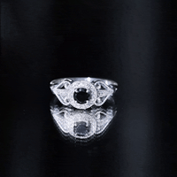 Vintage Inspired Black Spinel and Diamond Engagement Ring
