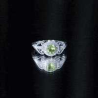 Vintage Inspired 0.5 Carat Peridot Engagement Ring with Diamond Halo