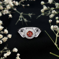 Vintage Pink Tourmaline Diamond Engagement Ring with Halo