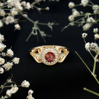 Vintage Pink Tourmaline Diamond Engagement Ring with Halo