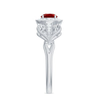 Lab Created Ruby and Diamond Vintage Engagement Ring