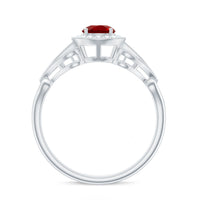 Lab Created Ruby and Diamond Vintage Engagement Ring