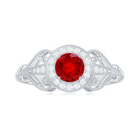 Lab Created Ruby and Diamond Vintage Engagement Ring