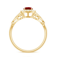 Lab Created Ruby and Diamond Vintage Engagement Ring