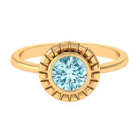 Bezel Set Aquamarine Solitaire Engagement Ring
