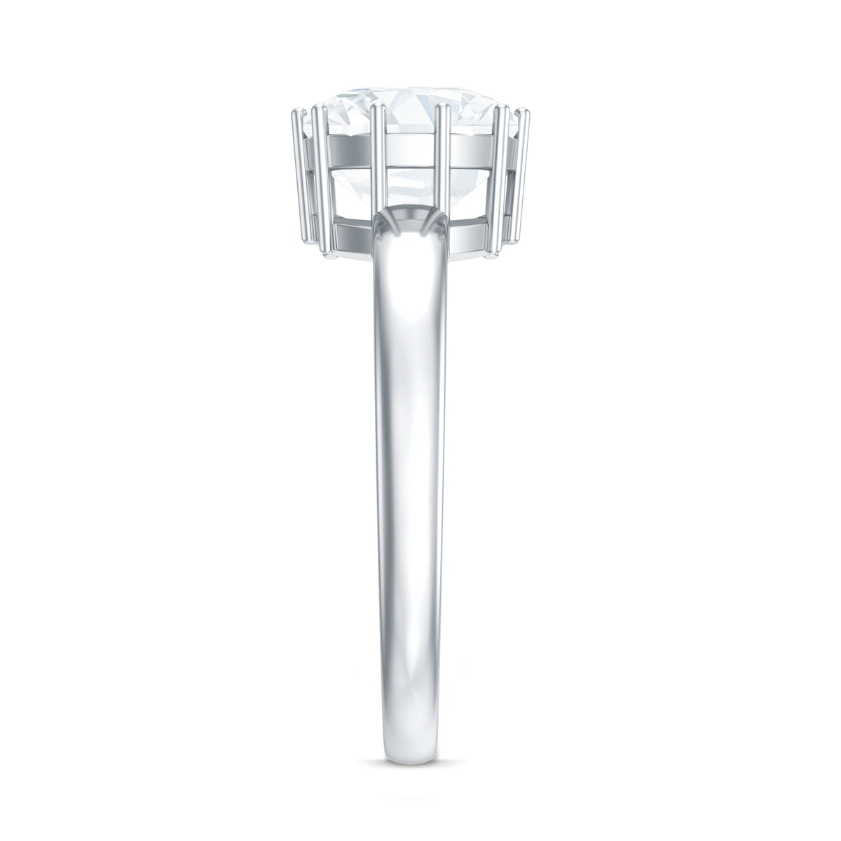 Certified 8mm cushion cut Moissanite solitaire engagement ring with a silver band from Rosec Jewels.
