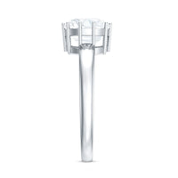 Certified 8mm cushion cut Moissanite solitaire engagement ring with a silver band from Rosec Jewels.