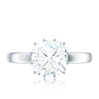 Certified 8mm cushion cut moissanite solitaire engagement ring by Rosec Jewels featuring a sparkling gemstone on a sleek band.