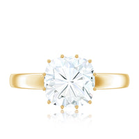 Certified 8mm cushion cut Moissanite solitaire engagement ring by Rosec Jewels, featuring a sparkling central gemstone on a sleek band.