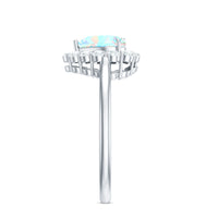 Heart-shaped Ethiopian opal engagement ring with diamond halo by Rosec Jewels, featuring a vibrant real opal center and sparkling diamond accents.