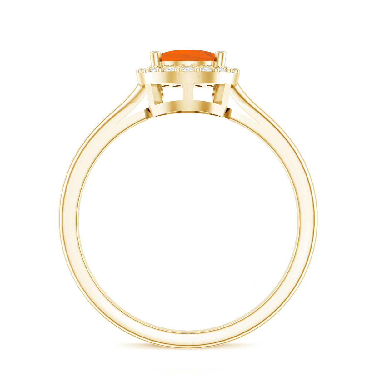 Teardrop fire opal ring with diamond accents from Rosec Jewels, showcasing the elegant gemstone and sparkling details.