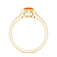 Teardrop fire opal ring with diamond accents from Rosec Jewels, showcasing the elegant gemstone and sparkling details.