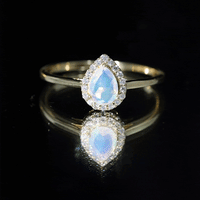 Certified Real 5X7 mm Ethiopian Opal Engagement Ring with Diamond Halo