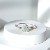 Certified Real 5X7 mm Ethiopian Opal Engagement Ring with Diamond Halo
