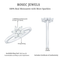 Certified Brilliant Cut Moissanite Flower Engagement Ring