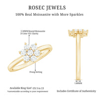 Certified Brilliant Cut Moissanite Flower Engagement Ring