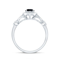 Vintage Inspired Black Onyx and Diamond Engagement Ring