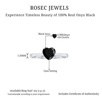 Solitaire Black Onyx Heart Promise Ring for Women