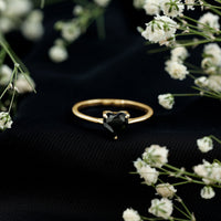Solitaire Black Onyx Heart Promise Ring for Women