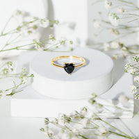 Solitaire Black Onyx Heart Promise Ring for Women