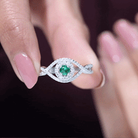 Certified Lab Grown Emerald Diamond Halo Engagement Ring with Crossover Shank