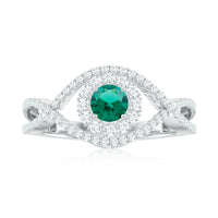 Certified Lab Grown Emerald Diamond Halo Engagement Ring with Crossover Shank