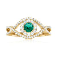 Certified Lab Grown Emerald Diamond Halo Engagement Ring with Crossover Shank