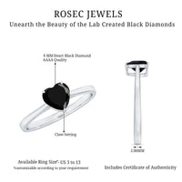 Heart Shaped Created Black Diamond Solitaire Promise Ring