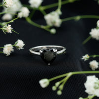 Heart Shaped Created Black Diamond Solitaire Promise Ring