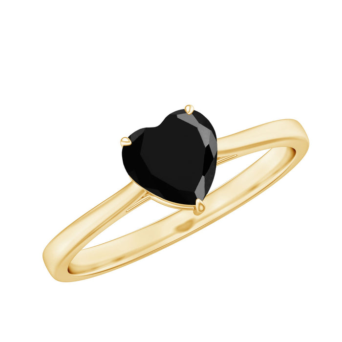 Heart-shaped black diamond solitaire promise ring by Rosec Jewels, featuring a sleek heart design and a sparkling black diamond centerpiece.