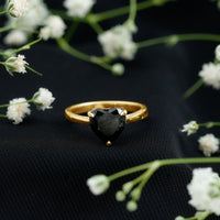 Heart Shaped Created Black Diamond Solitaire Promise Ring