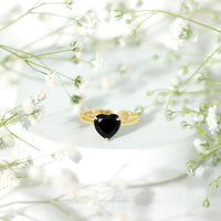 Heart Shaped Created Black Diamond Solitaire Promise Ring