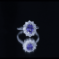 Certified Real 1.3 Carat Tanzanite Oval Engagement Ring with Halo