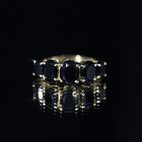Oval Shaped Black Onyx 5 Stone Anniversary Ring