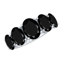 Oval Shaped Black Onyx 5 Stone Anniversary Ring