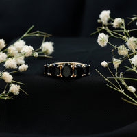 Oval Shaped Black Onyx 5 Stone Anniversary Ring