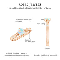 Natural Solitaire Ethiopian Opal Promise Ring with Diamond