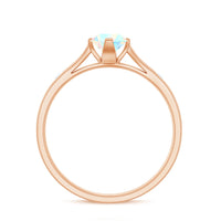 Natural Solitaire Ethiopian Opal Promise Ring with Diamond