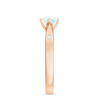 Natural Solitaire Ethiopian Opal Promise Ring with Diamond