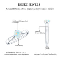 Natural Solitaire Ethiopian Opal Promise Ring with Diamond
