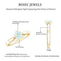 Natural Solitaire Ethiopian Opal Promise Ring with Diamond