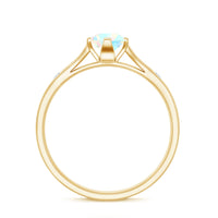 Natural Solitaire Ethiopian Opal Promise Ring with Diamond
